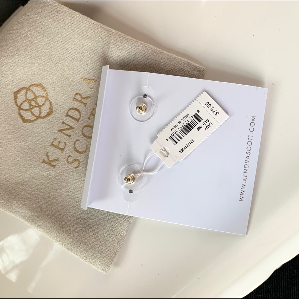 NWT Kendra Scott 14k gold plated drusy earrings - Picture 3 of 4